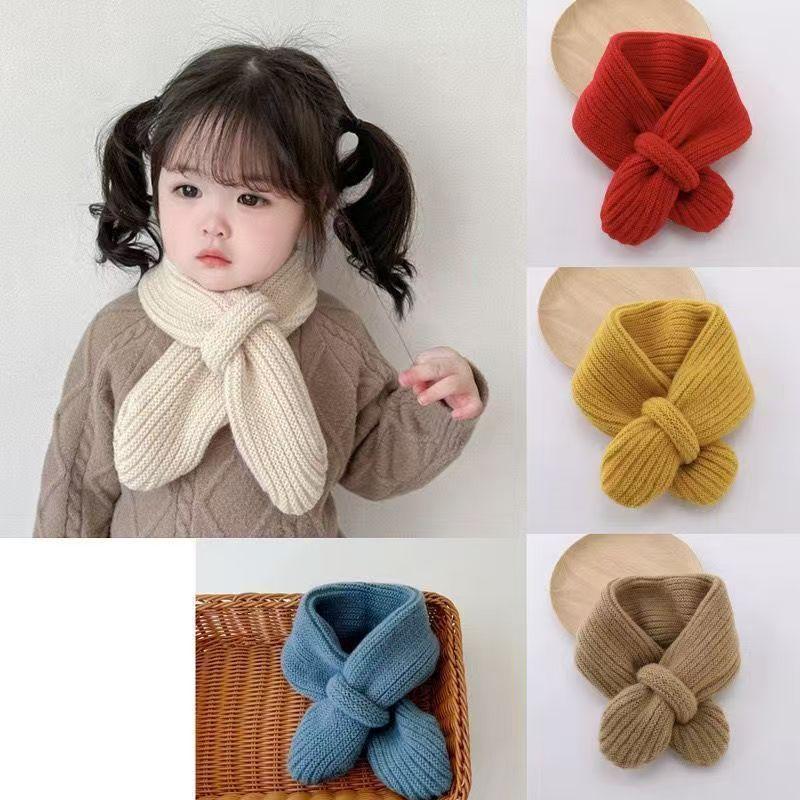 Soft Knitted Kids Scarf Winter Warm Infant Toddler Neck Warm  Children Girl Boy Scarves Baby Bib Solid Color Neckerchief