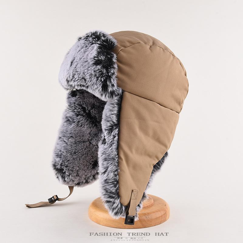 Imitation Fur Mink Hair Hat Female Fall and Winter Plush Fisherman Hat Khaki Senior Show Face Small Warm Ear Protection Lei Feng Hat