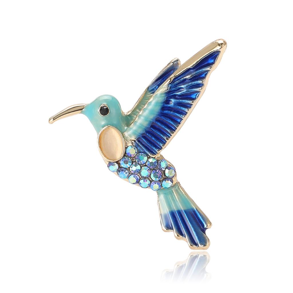 Creative Alloy Enamel Hummingbird Brooch Delicate Cartoon Women'S Suit Coat Corsage Ornament Pin