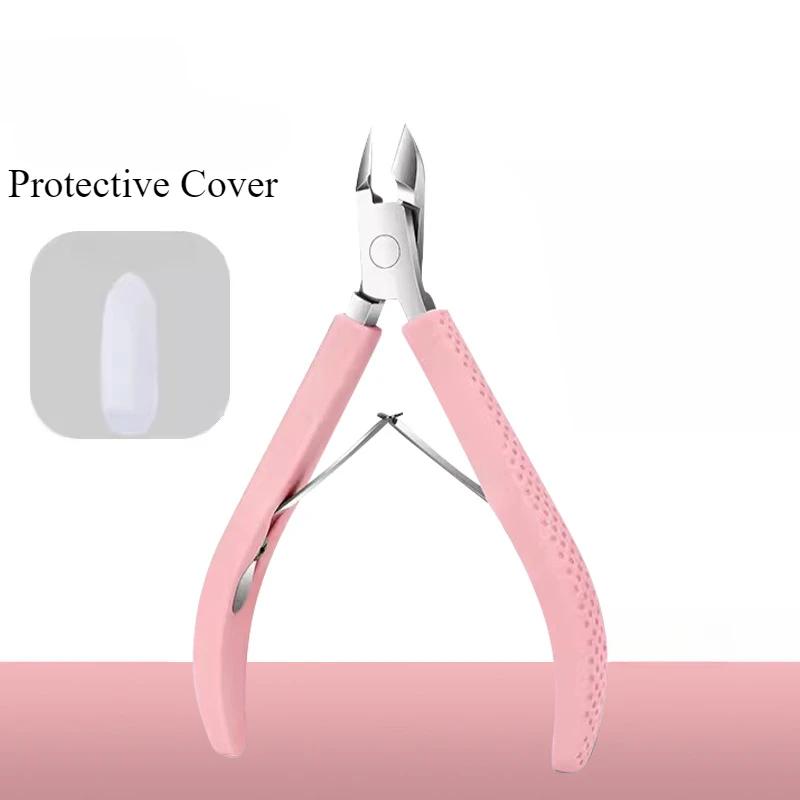 Silicone Handle Toenail Ingrown Nail Art Cuticle Nipper Clipper Edge Cutter Manicure Scissor Plier Pedicure Dead Skin Remover Anti Splash Nail Clipper