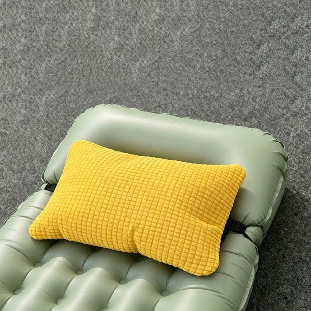 Grid Pattern Pillow Storage Bag 2-in-1 Camping Headrest Durable Travel Pouch Camping Sleep
