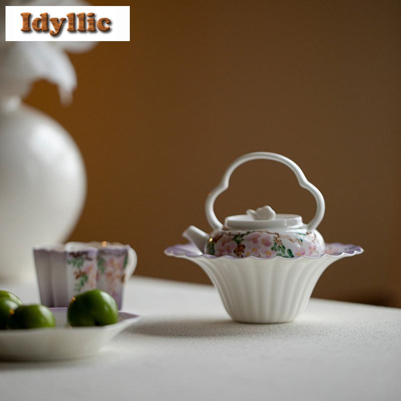 Handbemaltes Lila Glyzinien Spitzen Serie Tee Set Kollektion Kung Fu Teekanne Deckel Schale Ständer Tasse Kanne Lagerung Tee Waschschale Teezubehör