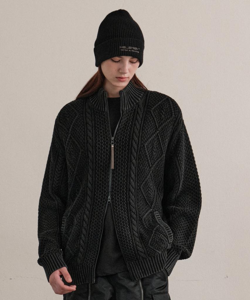 HELEMENT Turtle Pigment Zip-Up Knit (D/Grey)