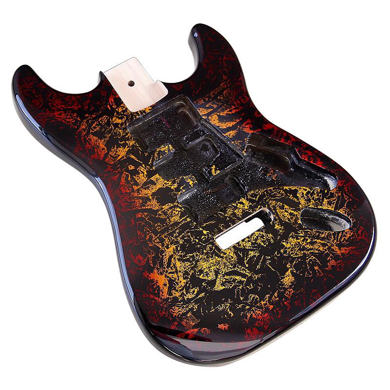 Gradient Red-Yellow Electric Guitar Body: Glossy DIY Modification Accessory
