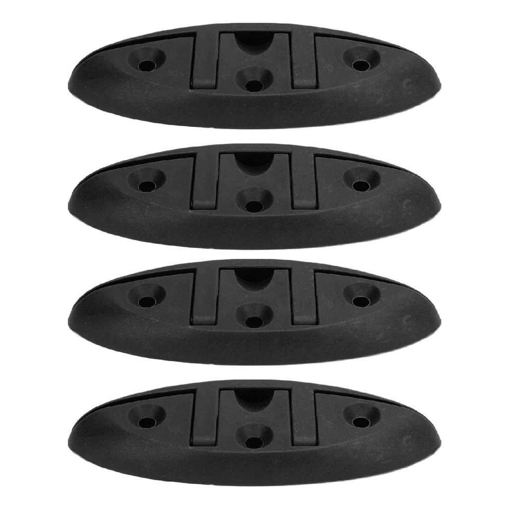 4PCS Boat Folding Cleat 5in Nylon 3 Hole High Strength Black Flip Up Dock Cleat for Marine Yacht With Installation
