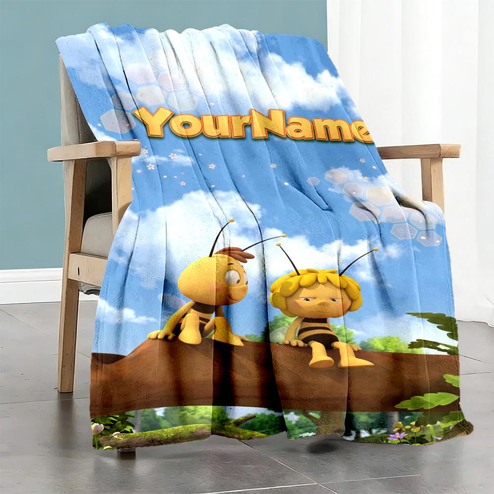 Biene Maja Customize Text Blanket Throw Personalized Blanket Soft & Cozy for Picnics Home Decor Office Chair Seaside Four Seasons Universal