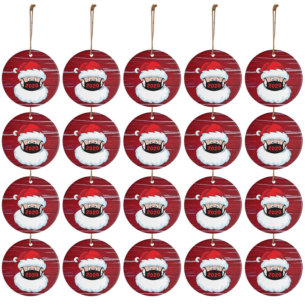 30PC 2020 Christmas Ornament Santa Wearing A Face Mask Decorate Christmas Tree
