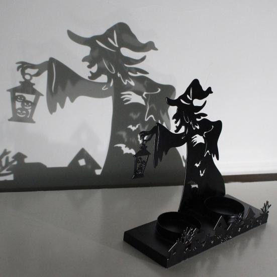 Halloween Witch Candle Holder Resin Which Ghost Figurines Spooky Desktop Statues Decoration for Home Garden Decor