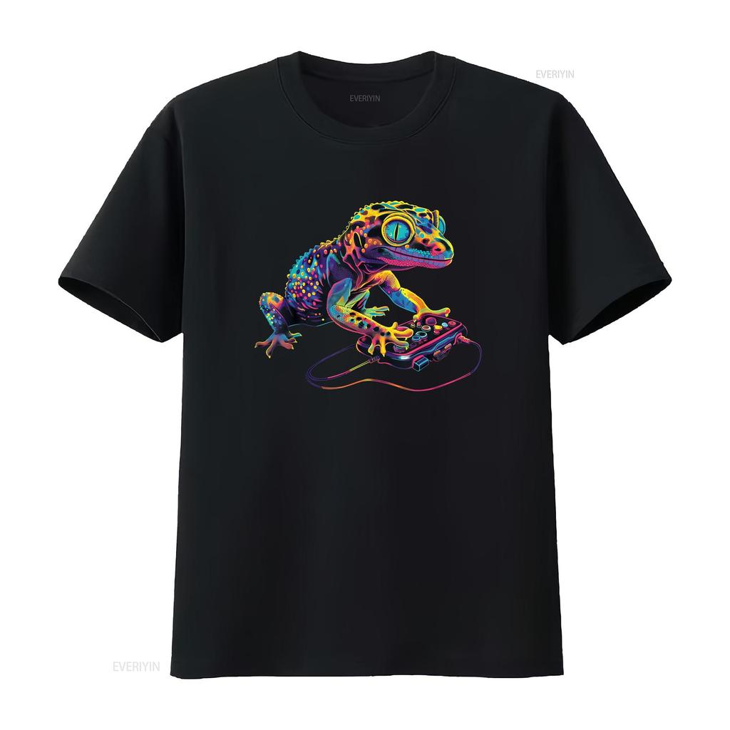 Leopard Gecko Lizard Gaming Controller Popart T Shirt Vintage Slightly Breathable Soft Comfortable Unisex