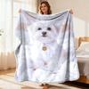 2D Flat Printed Maltese Pattern Flannel Throw Blanket Lightweight Warm All Season Nap Blanket Multiple Sizes for Sofa Office Camping Travel, 2D Flat