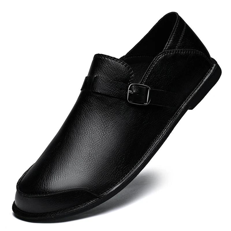 Genuine Leather Men Casual Shoes Handmade Slip On Loafers Versatile Man Moccasins Simple Comfy Male Driving Shoes Walking Flats