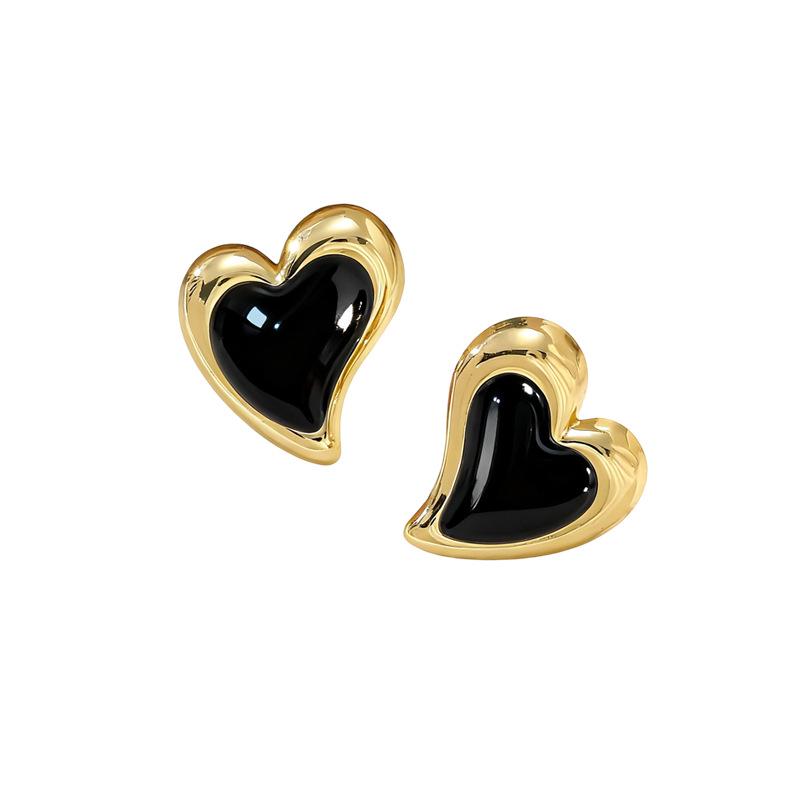 Versatile Iridescent Heart-Shaped Stainless Steel Stud Earrings