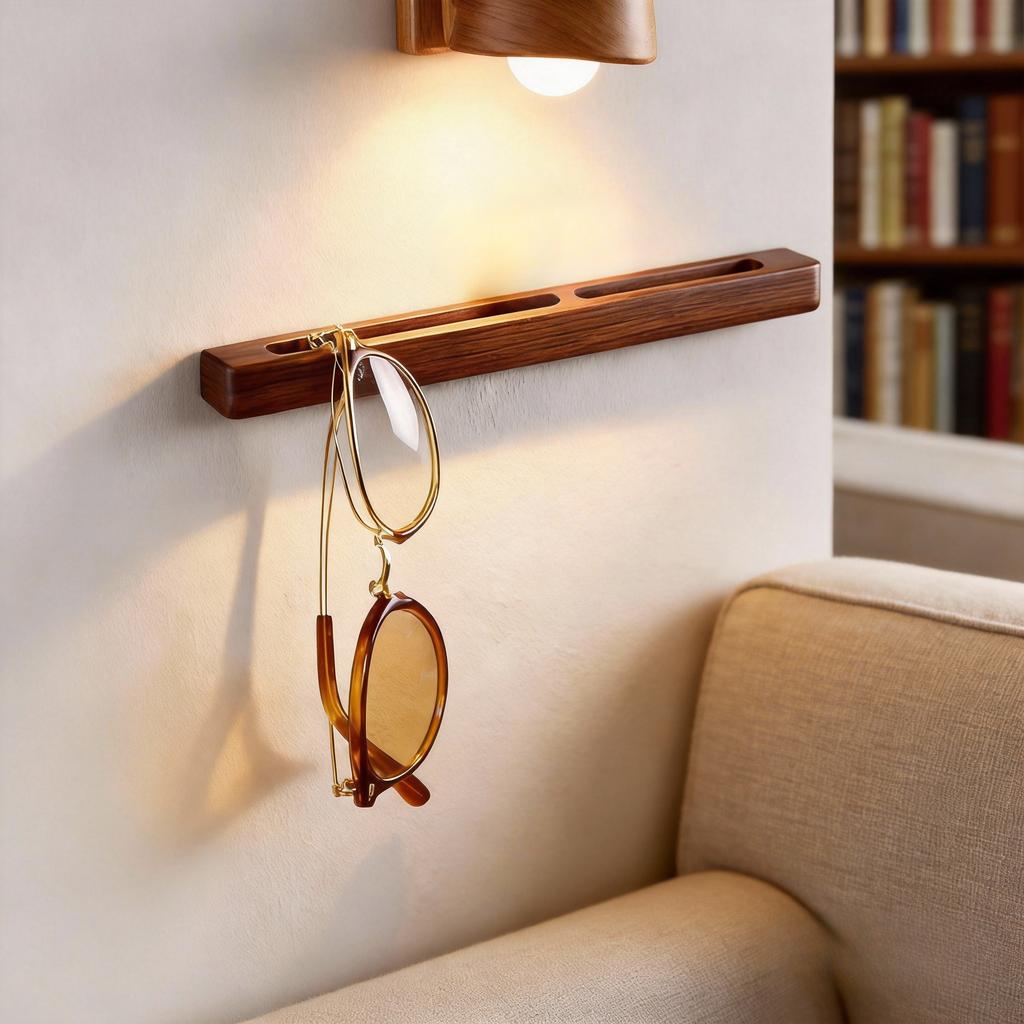 Porta occhiali in noce contemporaneo | Ornamento da scrivania compatto per soggiorno, camera da letto, ufficio - Regalo ideale per la casa - Supporto robusto