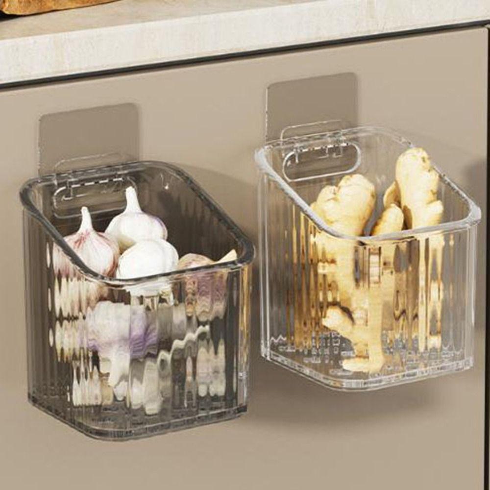 Transparent Ginger Garlic Storage Baskets Plastic Kitchen Storage Rack  for Home