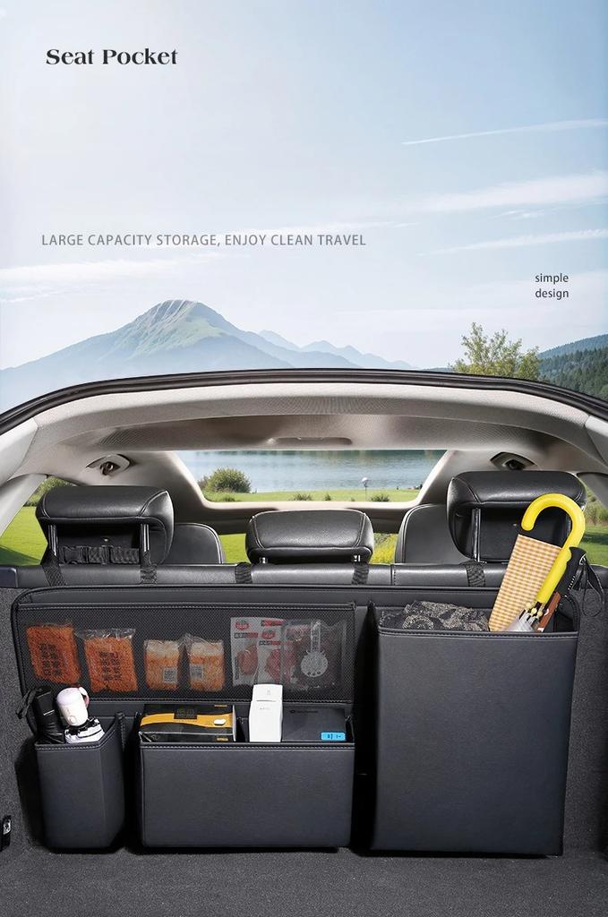 Auto Kofferraum Hängende Aufbewahrungstasche Leder Auto Rücksitz Werkzeuge Feuer Große Kapazität Mehrere Taschen Auto Lagerung Gepäckträger Organizer
