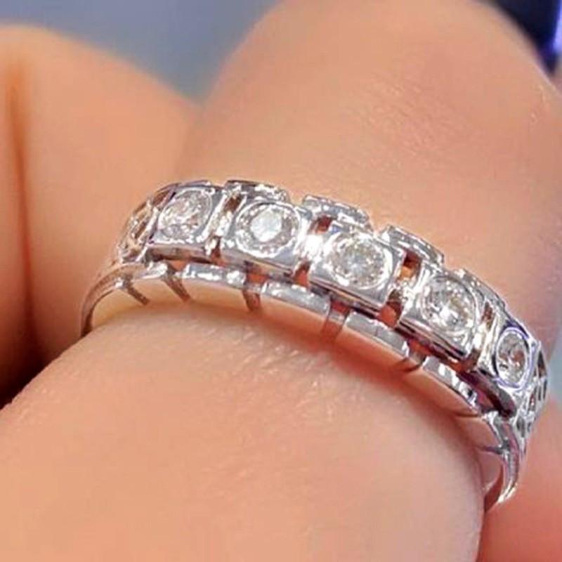 

1 шт. Легкое роскошное кольцо из синтетического циркона, Подходит для нишевого дизайна для женщин, Простой геометрический узор, Персонализированное модное кольцо 10 серебряный