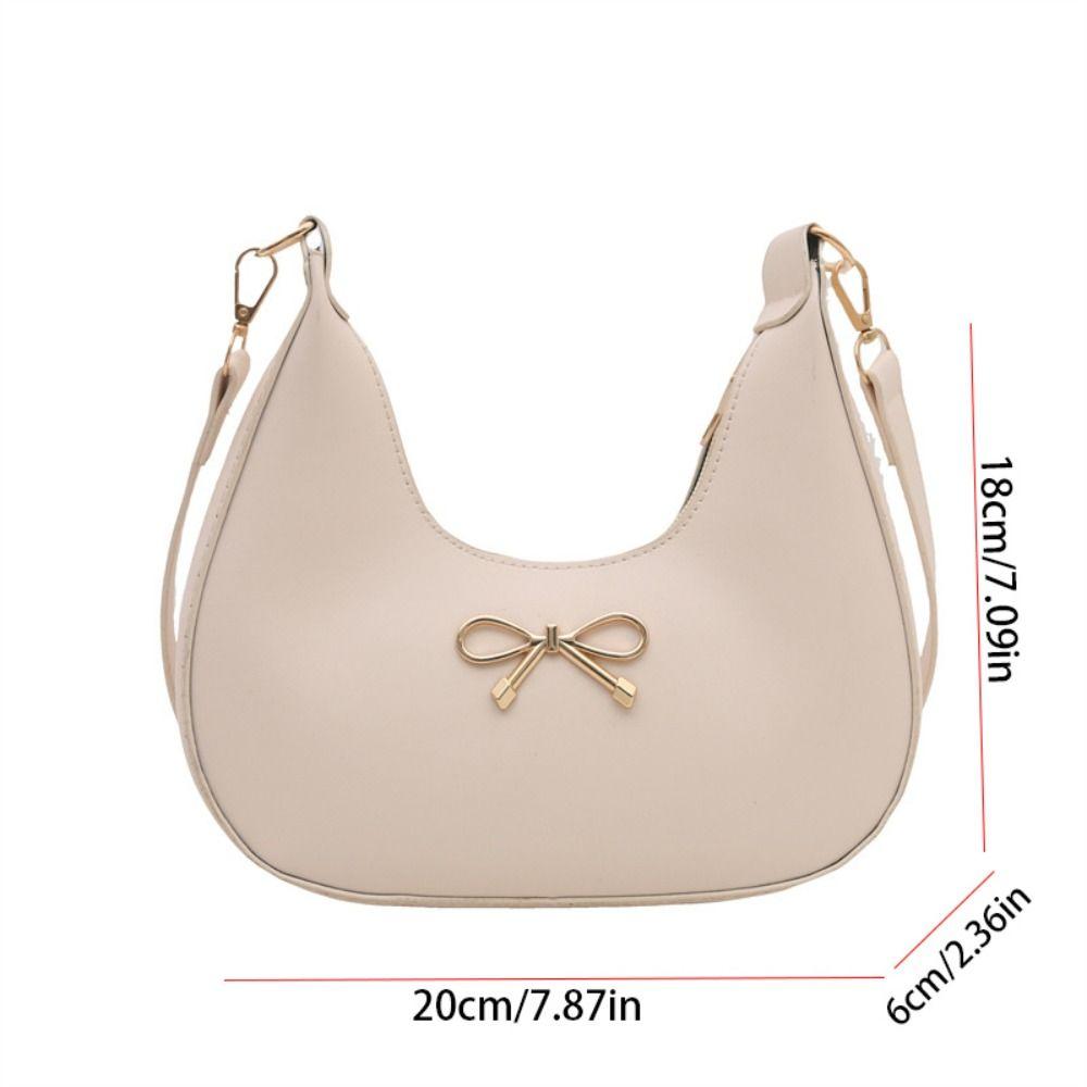 Handbag Bow Shoulder Bag PU Leather Crossbody Bag Casual Crescent Bag  Travel