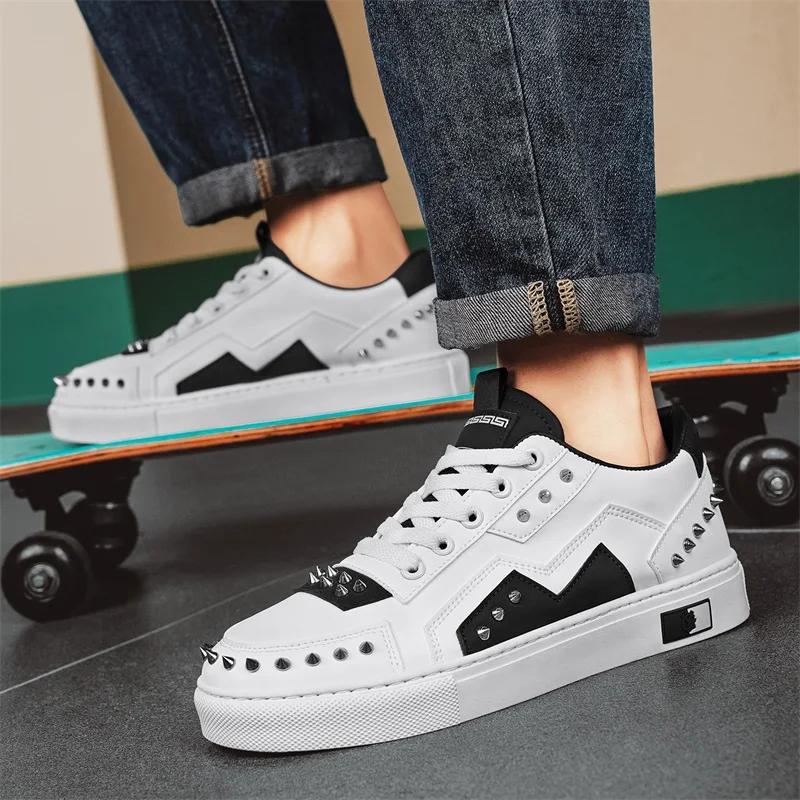 Men's Shoes Casual Sports Shoes Skateboarding Fashionable and Versatile Rivet Design Trend