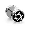 1Pc Punk Black Stainless Steel Round Stud Earrings Women Men Gothic Tunnel Barbell Dumbbell Earings Ear Piercing Zircon Gifts