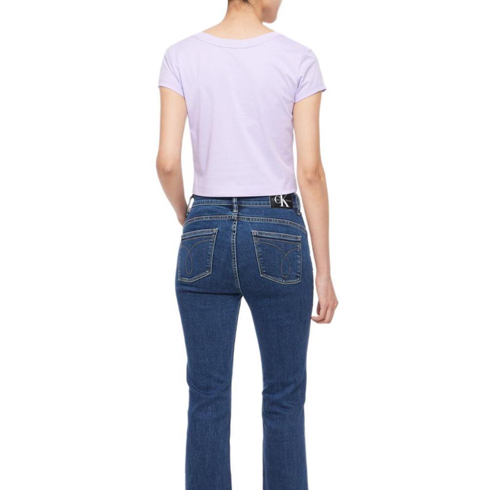 Calvin Klein Bequemer Rundhals Pullover Kurzarm T-Shirt Damen Oberteile Elfenbein J223905-VFR