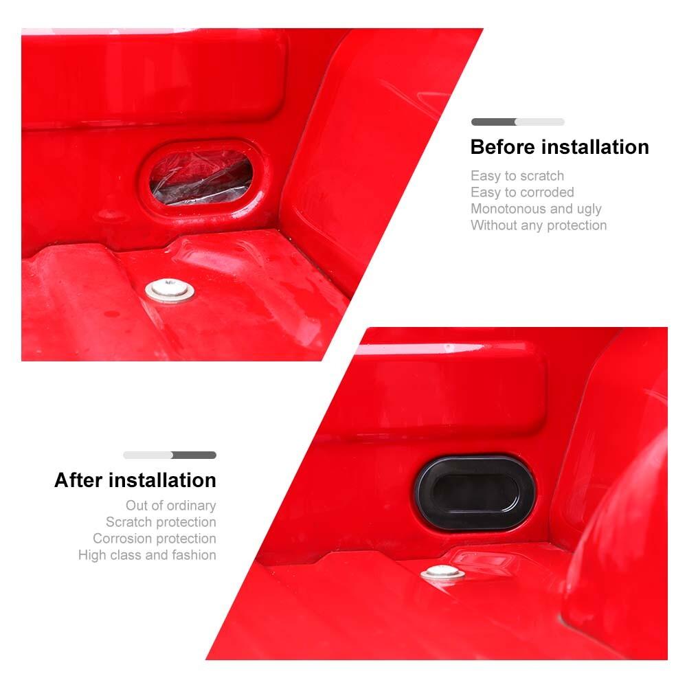 Black 2pcs Rear Truck Bed Oval Drain Plug Cover Fit For Ford F150 2015+ Exterior