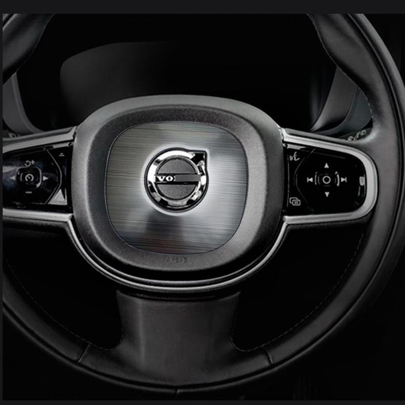 Stainless Steel Car Styling Steering Wheel Logo Emblem Cover Ring Trim Stickers For Volvo XC60 2018    Accessories