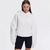 Womens Solid Color Hooded Sweatshirt Loose Fit Fleece Pullover Teens Casual Wear