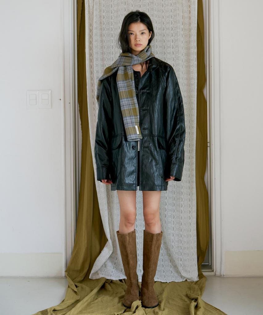 Poeteuseoul Autumn Check Muffler_Olive