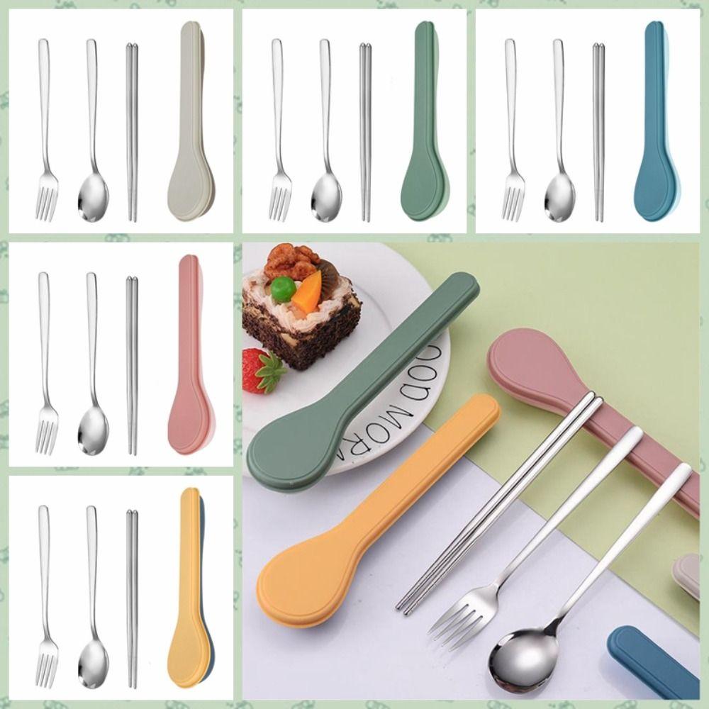 3/2pcs Korean Style Tableware Suit 410 Stainless Steel Flatware Portable Dinnerware  Office