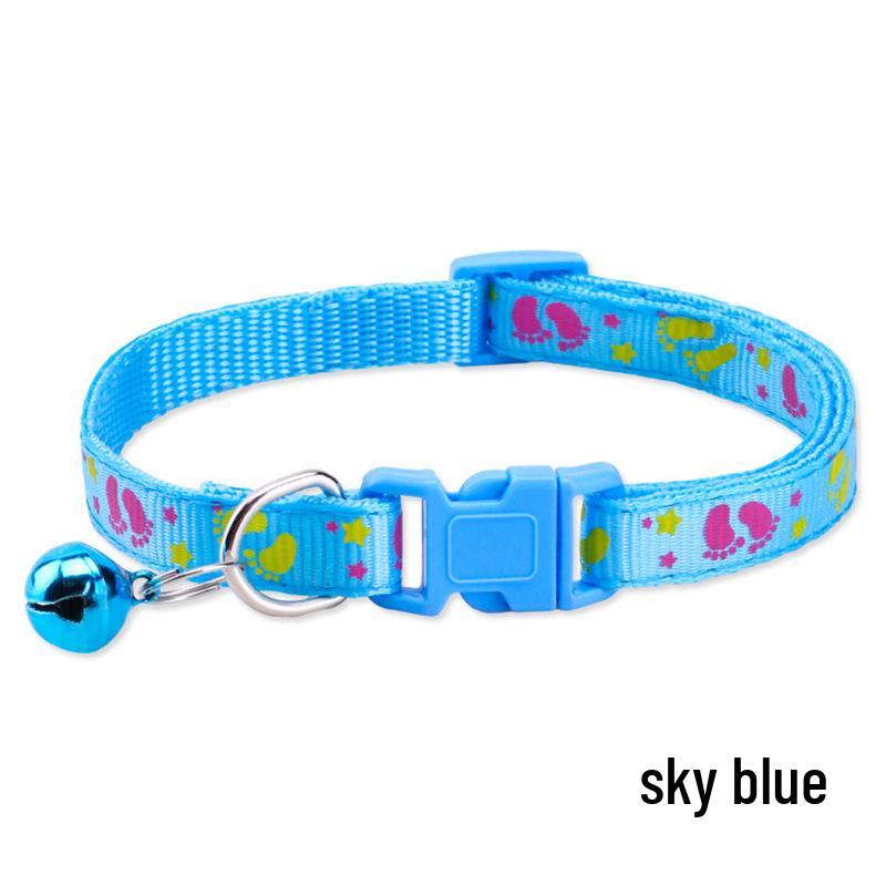 Multi-Color Adjustable Pet Collar with Bell for Cats and Dogs - New Fashion Paw Print Design