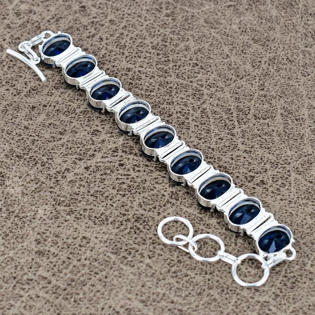 Amethyst Gemstone Handmade 925 Sterling Silver Bracelet 7-8" KKG-138