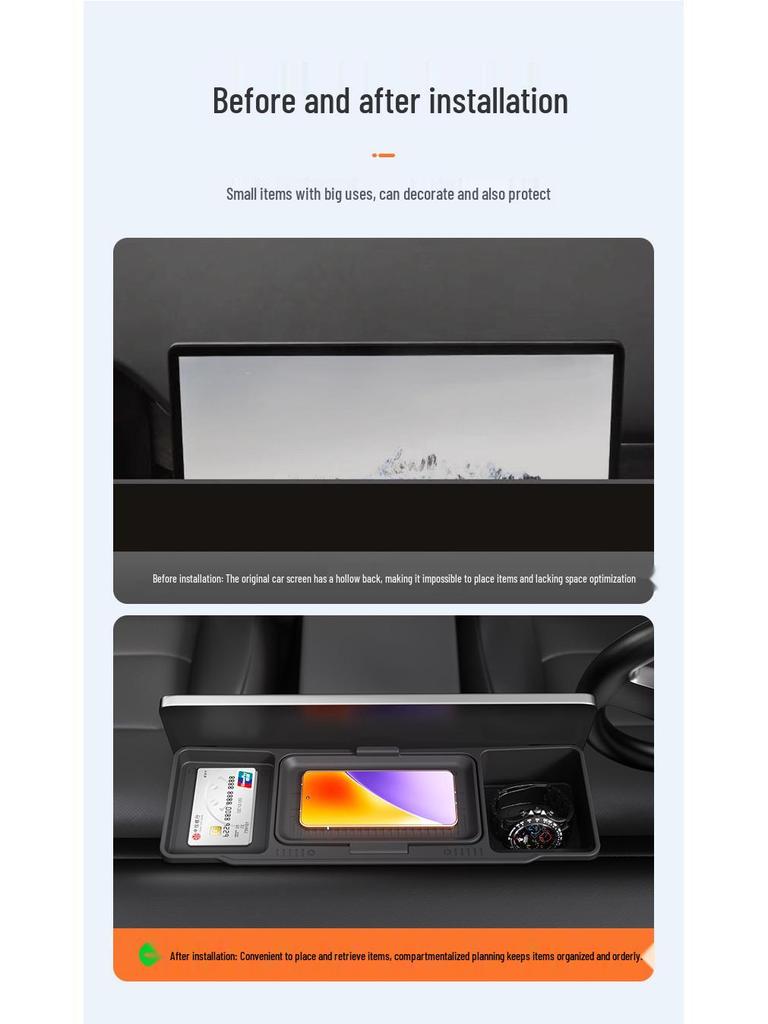 Silicone Anti-Shake Storage Box for Tesla Rear Screen Compartment