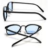 [Bliss Leather] BlackBlack x Light Blue Sunglasses, Fashion Glasses, Wellington Style, Full Rim, Men's & Women's, Non-Prescription, Colored,