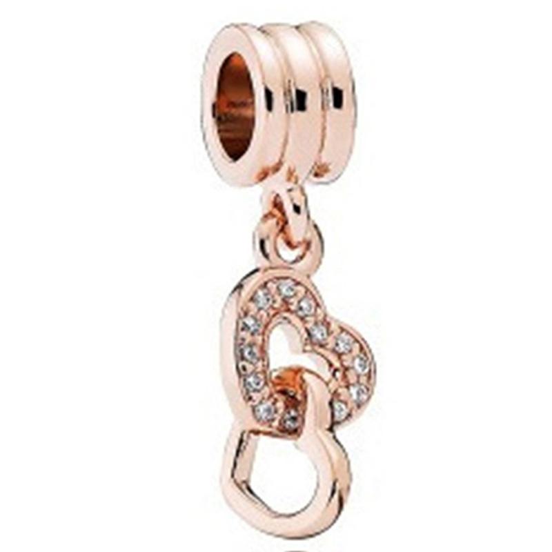 Rose Gold Large Hole Loose Beads Pendant For DIY Pulsera Necklace Accessories Women Fine Jewelry Gifts