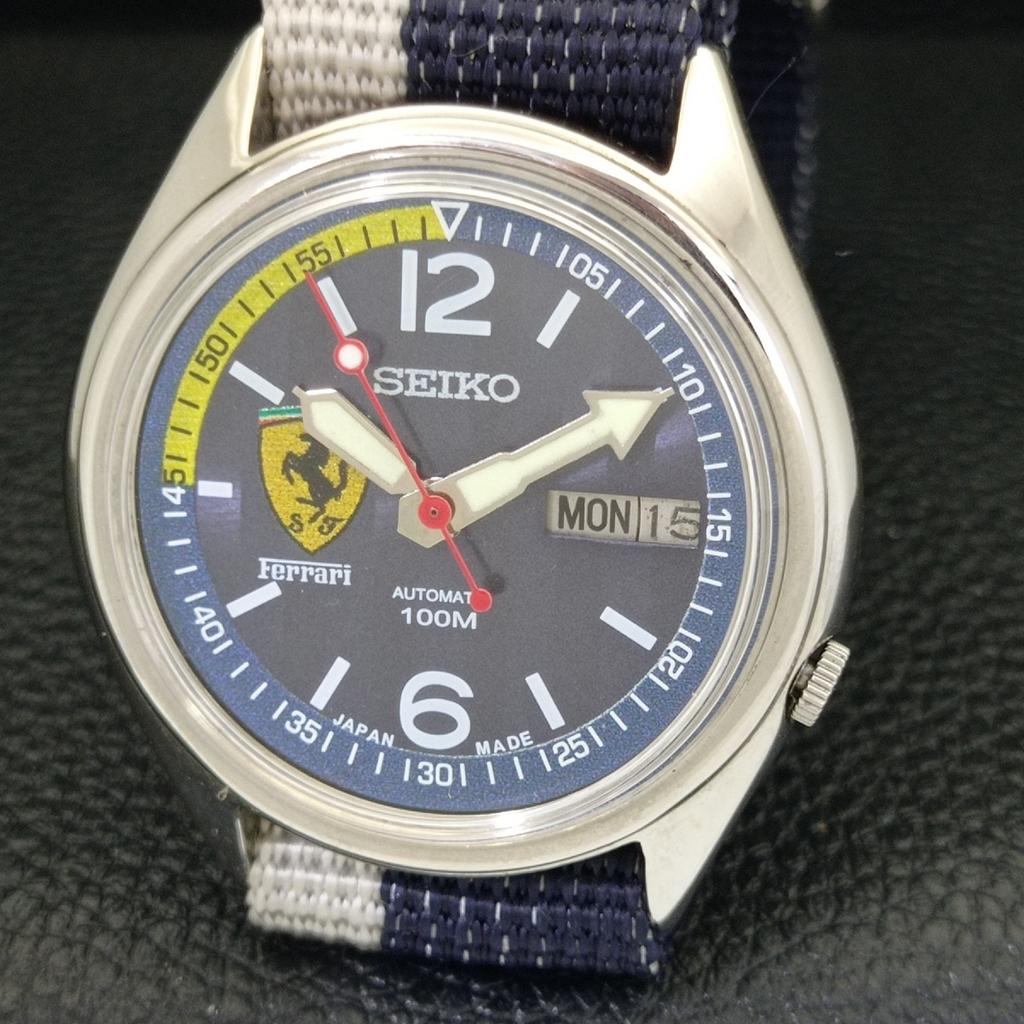 AUTOMATIC VINTAGE SEIKO JAPAN 7009A MENS FERRARI DIAL WATCH a700427-5