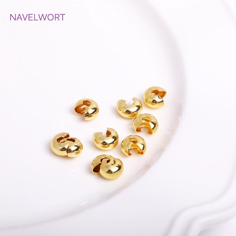 Crimp Beads Covers Multi Size 14K/18K Gold Plated Crimp End Beads Supplies For Jewelry Making DIY Accessories