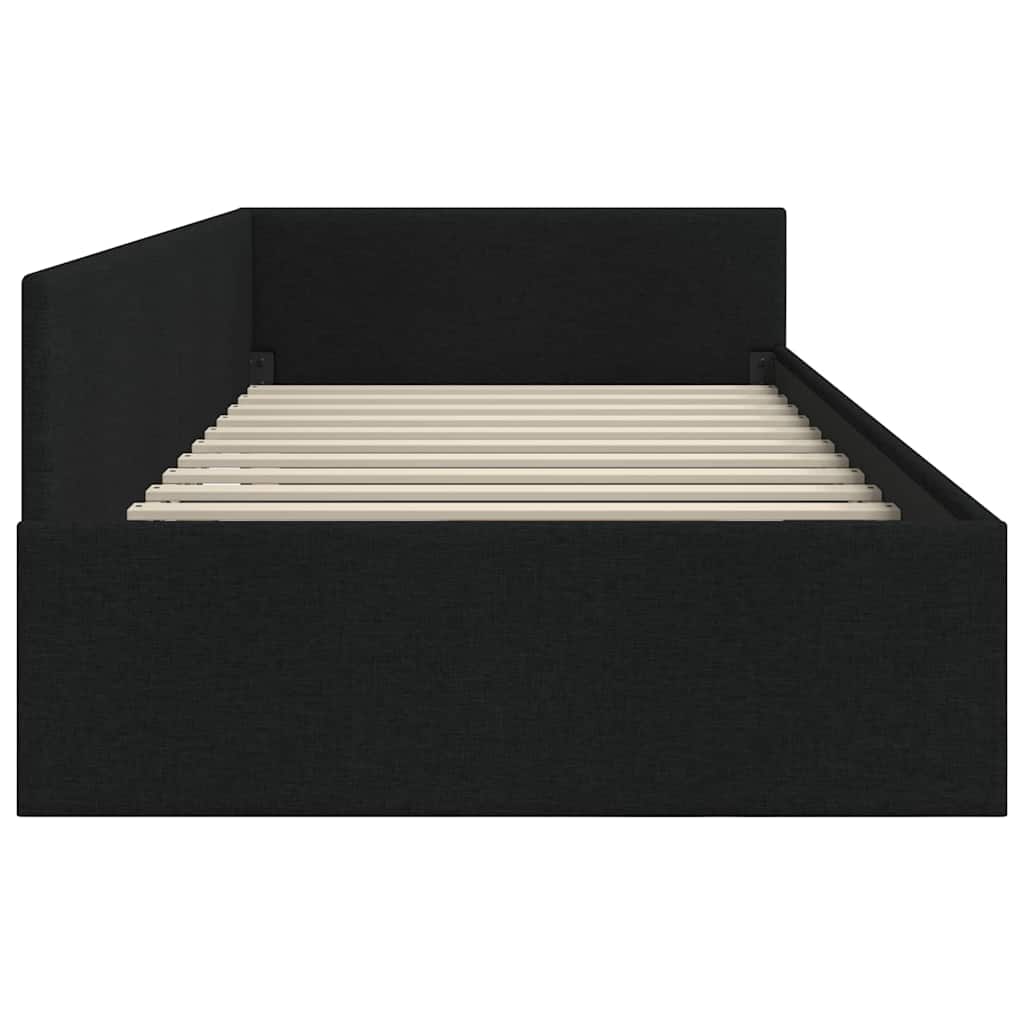 L Shaped Bed Frame with Headboard Black 80 Cm X 200 Cm Fabric