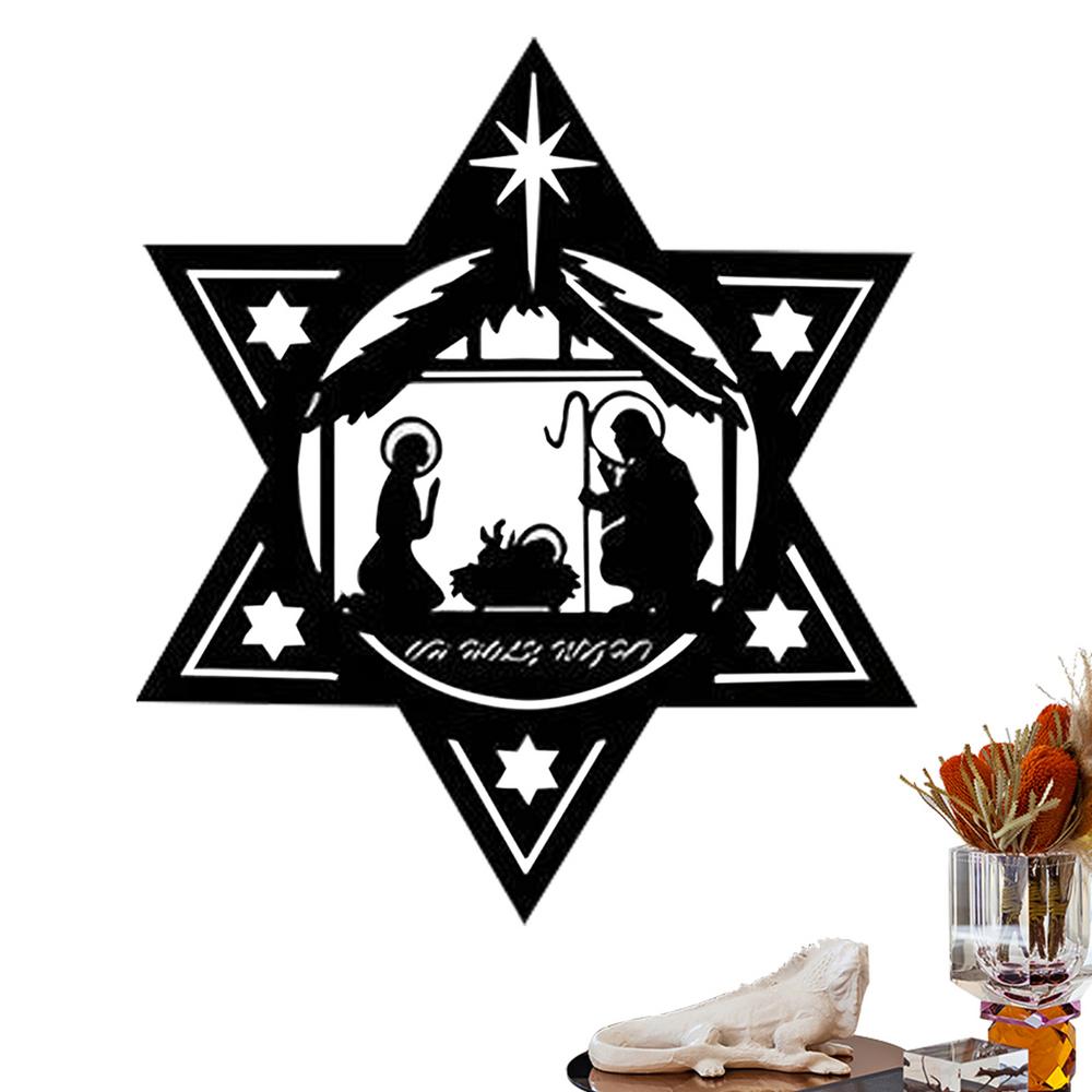 Nativity Metal Sign Metal Nativity Scene Wall Sculpture Exquisite Holy Family Nativity Scene Iron Wall Art For Home