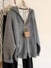 Hooded Zipper Knit Cardigan - 2025 Autumn/Winter Collection, Loose Fit, Solid Color, Casual Versatile Top
