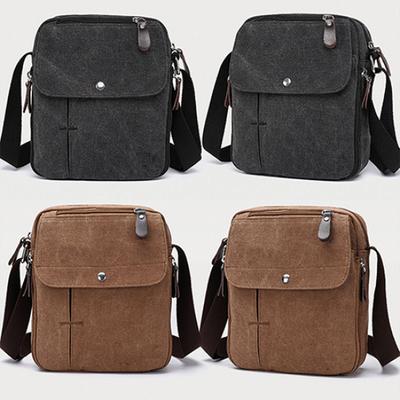 Men's Outdoor Travel Canvas Shoulder Bag Casual Crossbody Zipper Tote Handbag