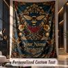 Bee Artwork Theme Wall Tapestry Customized With Name Text Personalized Hanging Tapestry For Bedroom Living Room Decor
