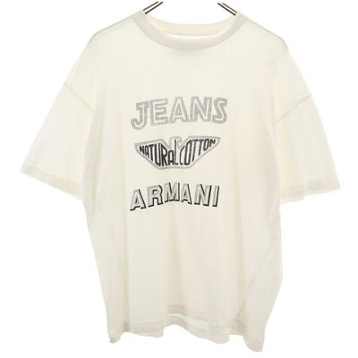 Armani Jeans Camiseta Velha de Manga Curta Anos 90 Feita na Itália M branca Masculina Usada
