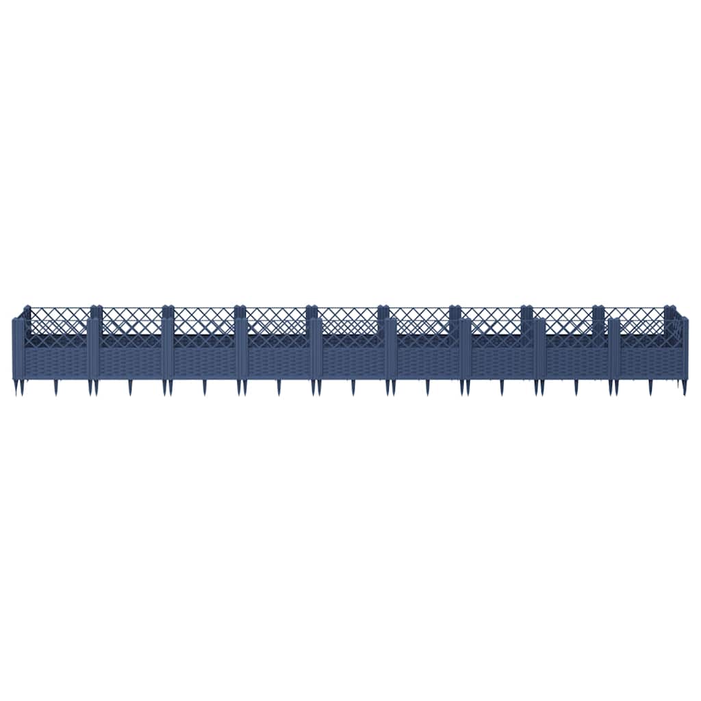 Plant Box with Ground Spikes Blue Grey 363.5 x 43.5 x 43.5 cm PP