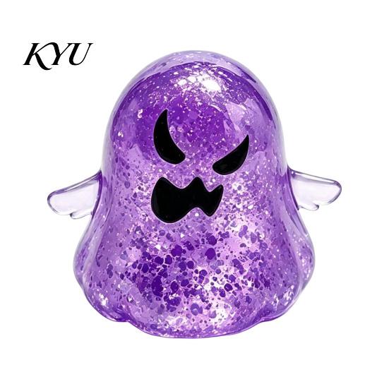 Stress Relief Accessories Halloween Ghost Toy, Spooky Glitter Squeeze Sensory Toy Clear Fidget for Focus and Relaxation Soft TPR