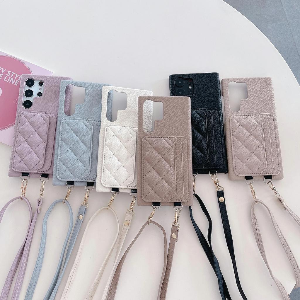 Leather Crossbody With Card Holder Phone Case for Samsung Galaxy S24 S22 Ultra Plus S23 FE A15 A25 A35 A55 A24 A34 A54 A14 Cover