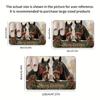Christmas Horse Santa Hat Doormat,"Merry Christmas" Text Flannel Machine Washable Non-Slip Rug Kitchen Living Room Holiday Decor