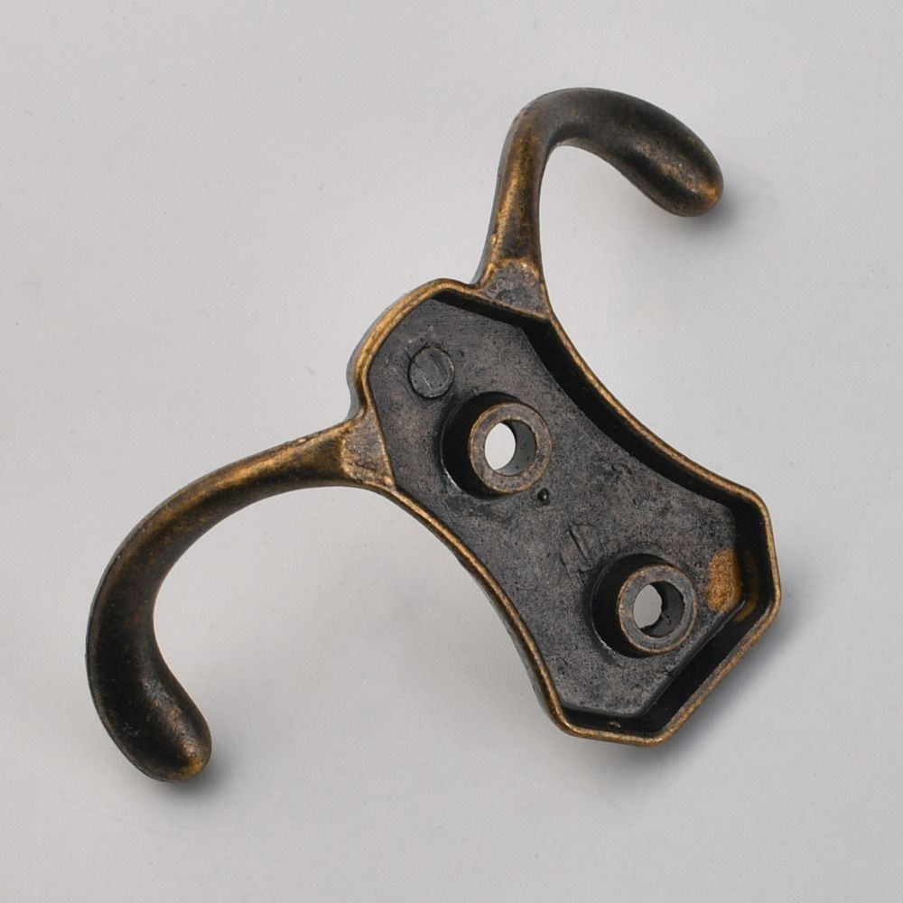 3PCS Zinc Alloy Double Hook European Style Double Prong Metal Coat Hook Sturdy Antique Finish Fitting Room Hook Clothes Storage