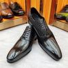 Fashion Prince Men's Classic Modern Formal Oxford Shoes Wingtip Lace up Dress Handmade Black Genuine Leather Italian Style