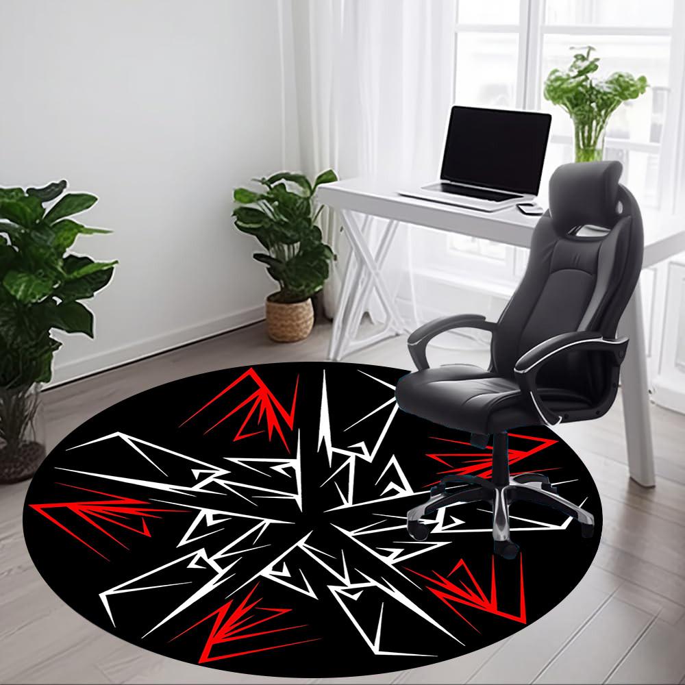 1pc Abstract Pattern Chair Carpet for Office, Round Non Slip Durable Large Size Office Carpet, Suitable for Office