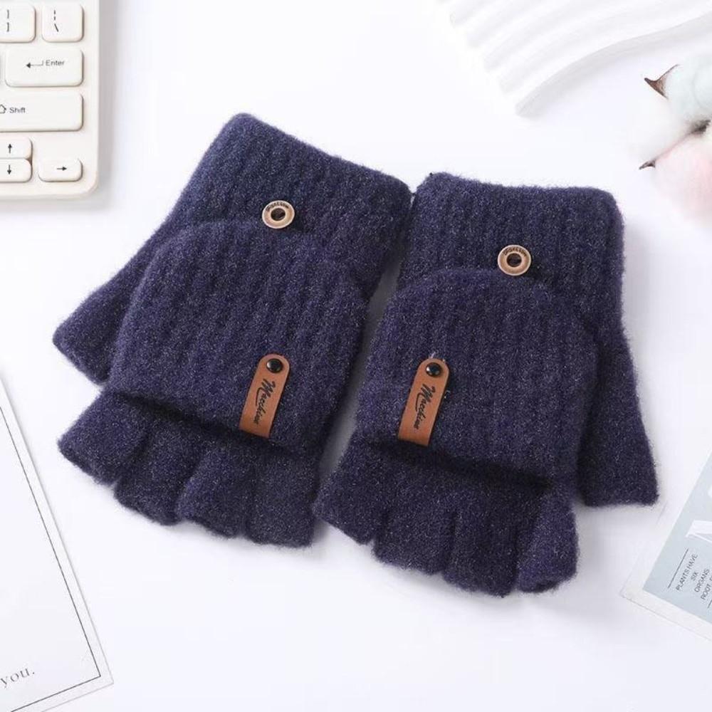 New Thickened Knitted Gloves Touch Screen Keep Warm Cold-proof Gloves Windproof Open Flip Winter Mittens Women Men